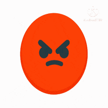 a red circle with an angry face and the words kinemaster below it