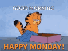 Happy Monday Garfield GIF - Happy Monday Garfield Tired GIFs