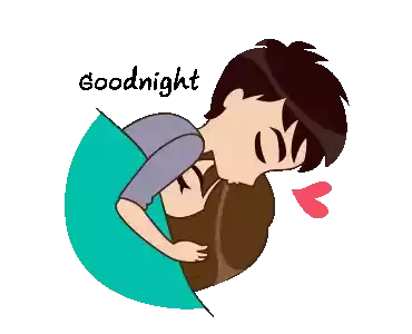 Goodnight Cuddling Sticker - Goodnight Cuddling Couple Stickers