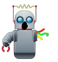 a robot with a surprised look on its face