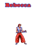 a pixel art of a woman with the name rebecca