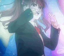 a girl in a school uniform is making a funny face with her tongue out