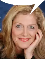 a woman with a speech bubble coming out of her head