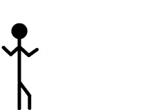 a stick figure is walking on a tightrope with a reflection of the stick figure in the water .