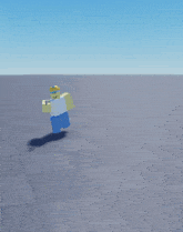 a roblox character is smiling and holding a gun in his hand