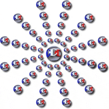 a circular pattern of balls with the letter d in the center