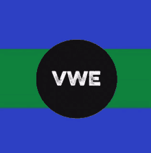 a blue and green flag with a black circle that says vwbe