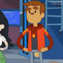 a cartoon character from bravest warriors is standing in a room