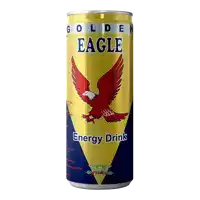 a can of golden eagle energy drink with a red eagle on the front