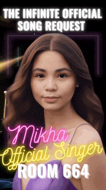 a poster for the infinite official song request by mikha official singer room 664