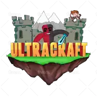 a logo for a video game called ultracraft with a castle in the background