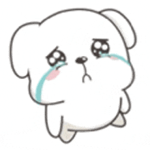 a cartoon dog is crying with tears coming out of its eyes .