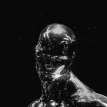 a statue of a man with a glowing head