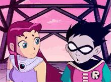 Starfire And Robin Are Embarrassed - Teen Titans GIF - Teen Titans Embarrassed Starfire GIFs