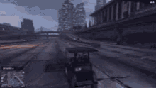 a car is driving down a highway in a video game .