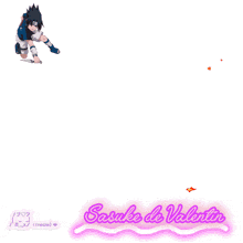 a picture of sasuke de valentin with a purple haired anime character