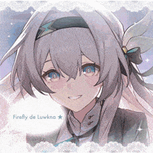 a drawing of a girl with the name firefly de luwkna on it