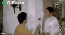 A Flower For You Gifkaro GIF - A Flower For You Gifkaro Im Giving You This Flower GIFs