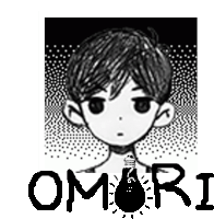 a black and white drawing of a boy with the word omori written below him