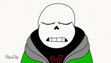 a cartoon drawing of a skeleton holding a knife and crying .