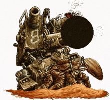 a pixel art drawing of a robot with the number 8 on it 's chest .