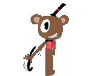 a drawing of a teddy bear wearing a top hat and holding a telephone