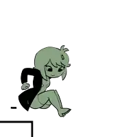 a cartoon drawing of a girl with the letter i on her head
