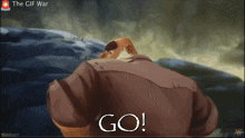 a cartoon of a man with the words go on the bottom