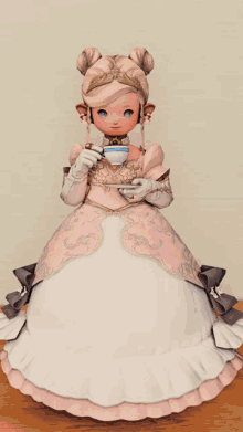 lalafell drink tea ffxiv cute little princess