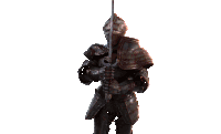 a knight in armor holds a large sword