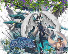 a picture of a man with wings and the word angel on the bottom