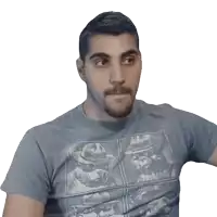 a man wearing a t-shirt that says " smoke " on it