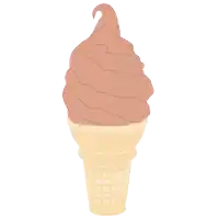 a chocolate ice cream cone with a swirl on top