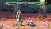 a video game with funny valentine and johnny joestar playing