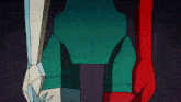 a close up of a cartoon character 's torso and legs