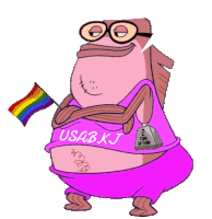 a cartoon character is wearing a shirt that says usabkj on it