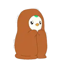 a cartoon of a penguin wrapped in a blanket