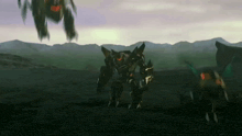a robot is standing in the middle of a desert
