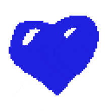 a pixel art of a blue heart with two holes in the middle
