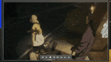 a computer screen shows a cartoon of a man and a woman standing next to a stuffed animal