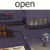 a screenshot of a video game that says open