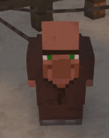 a minecraft character with green eyes is standing in the snow