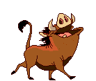 a pixel art drawing of a warthog walking