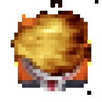 a pixel art drawing of a hamburger with a smiley face
