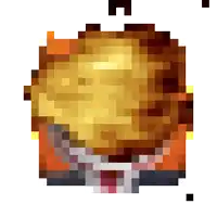 a pixel art drawing of a hamburger with a smiley face