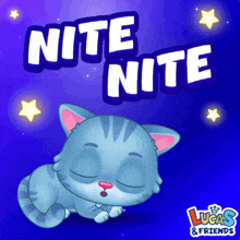 a lucas and friends advertisement with a cat sleeping