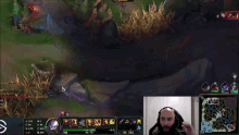 a man wearing headphones is playing a video game with a score of 764