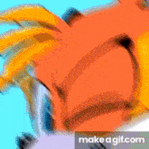 a close up of a cartoon character 's face with a blue background and the words `` make a gif.com ''