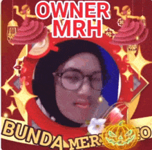 a picture of a woman with the name owner mrh written on it