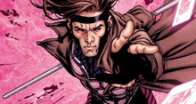 a comic book character named gambit is holding a stick